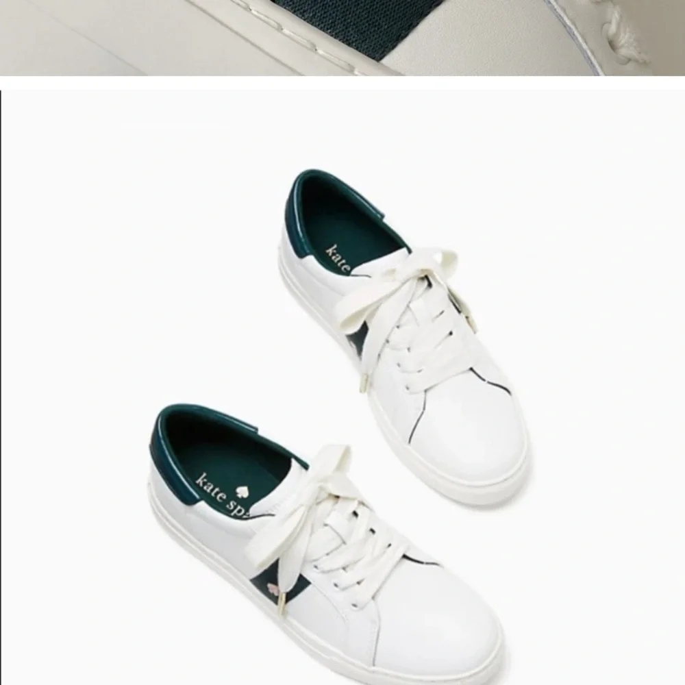 Kate Spade Iggy low top court sneakers white peacock sapphire green woman’s 7.5 - Picture 2 of 8